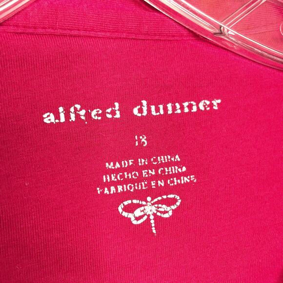 Alfred Dunner Wms 18 Blue Knit Full Zip Jacket Pink Dragonfly With Rhinestones - Picture 3 of 12